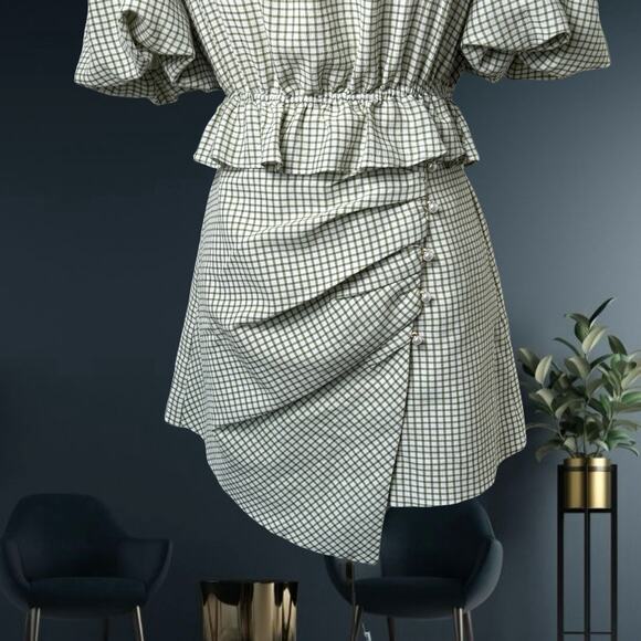 Women's J.ing Giselle Gingham Crop Top & Wrap Skort (Green S) - Picture 4 of 8